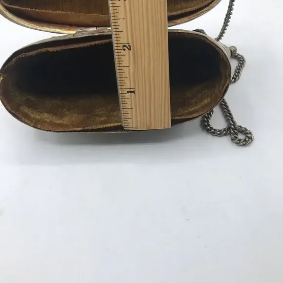 Silverplate Metal Purse‎ Pillow Clutch with cabouchons. 32 Chain
